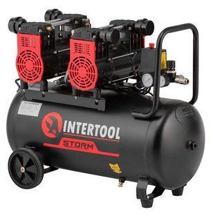 Компрессор безмасляный INTERTOOL PT-0037 (50 л, 2х1.5 кВт, 220 В, 8 атм, 400 л/мин) PT-0037 фото