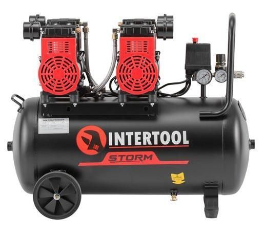 Компрессор безмасляный INTERTOOL PT-0037 (50 л, 2х1.5 кВт, 220 В, 8 атм, 400 л/мин) PT-0037 фото