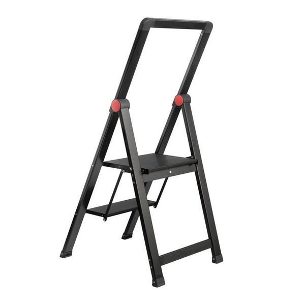 Стремянка алюминиевая "Black Slim", 2 ступени, высота верхней ступени 456мм, 150 кг, STORM INTERTOOL LT-5002 LT-5002 фото