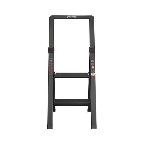 Стремянка алюминиевая "Black Slim", 2 ступени, высота верхней ступени 456мм, 150 кг, STORM INTERTOOL LT-5002 LT-5002 фото