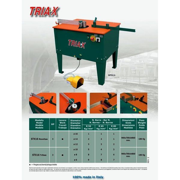 Станок для гибки арматуры хомутов TRIAX STX 16 (380 В) F-70211002 фото