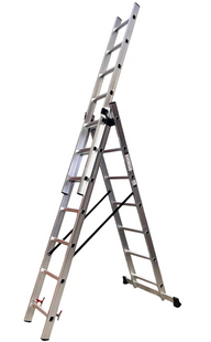 Лестница алюминиевая трёхсекционная GTM KME307 (3x7 ступенек, 1.9-4.07м) 39944 фото