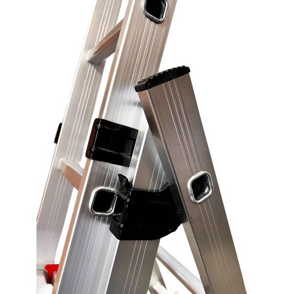 Лестница алюминиевая трёхсекционная GTM KME309 (3x9 ступенек 2.45-5.69 м) 39946 фото