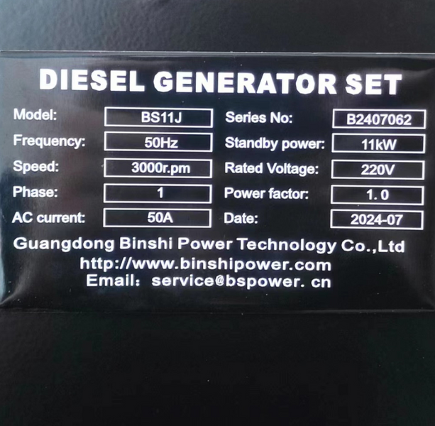 Дизельный генератор Binshi Power BS11J (11 кВт, 1 фаза) BS11J_230 фото