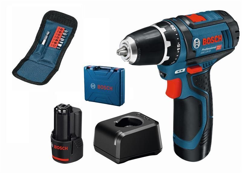 Шуруповерт аккумуляторный Bosch Professional GSR 12V-15 + наборы сверл и бит 0.601.868.10G фото