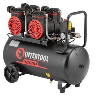 Компрессор безмасляный INTERTOOL PT-0038 (50 л, 2х1.5 кВт, 220 В, 8 атм, 500 л/мин) PT-0038 фото