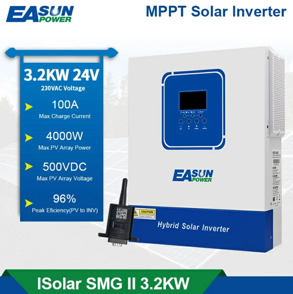 Гібридний сонячний інвертор EASUN POWER 3.2kW 24V ISolar-SMG-II-3.2KW-24V (3200VA/3200W, Max CH 100, AC 60) Wi-Fi WMS-0012555 фото