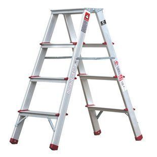 Стремянка алюминиевая двухсторонняя 4 ступени, высота 880мм INTERTOOL LT-1104 LT-1104 фото