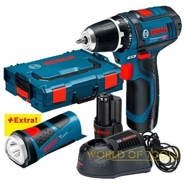 Промо-набір Bosch GSR 12V-15 + ліхтар GLI 12V-80 L-BOXX 102 0.615.990.FZ9 фото