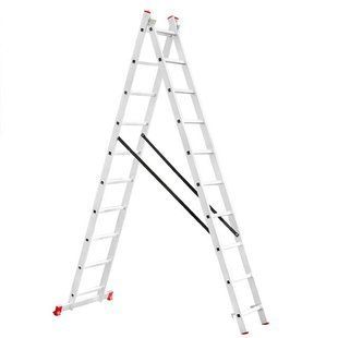 Лестница алюминиевая 2-х секционная универсальная раскладная INTERTOOL LT-0210 LT-0210 фото