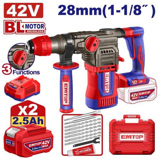 Перфоратор акумуляторний EMTOP ELRH422882 ELRH422882 фото
