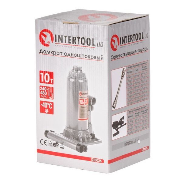 Домкрат "стовпчик" одноштоковий INTERTOOL GT0025 GT0025 фото