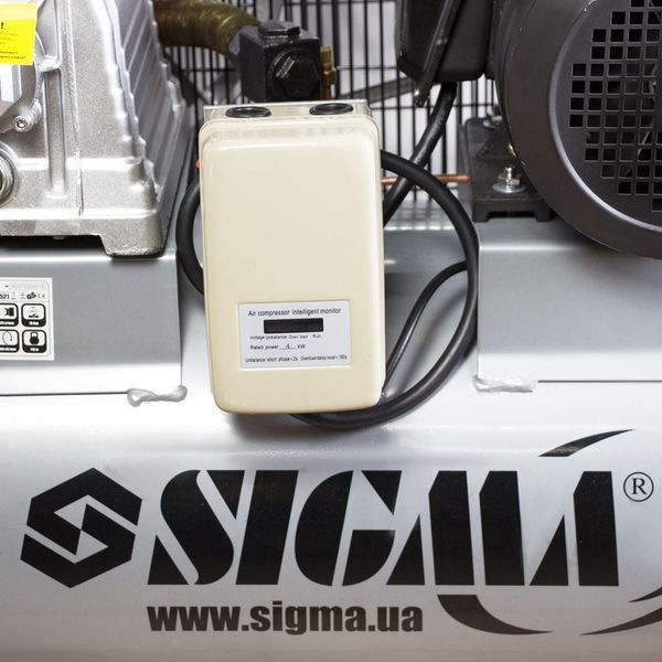 Компрессор ременной двухцилиндровый SIGMA 7044521 (100л) 7044521 фото