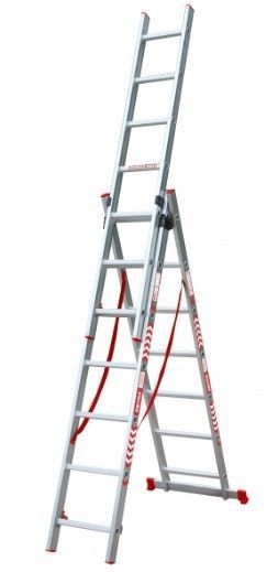 Драбина універсальна 3-х секц. 3х12 сх (9,11 м.) профіль 72 мм, LadderPRO 160-9009-72 фото