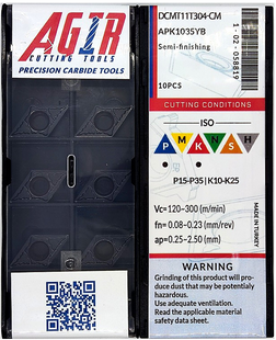 Твердосплавная пластина токарная AGIR DCMT 11T304-CM APK1035YB 058819 фото
