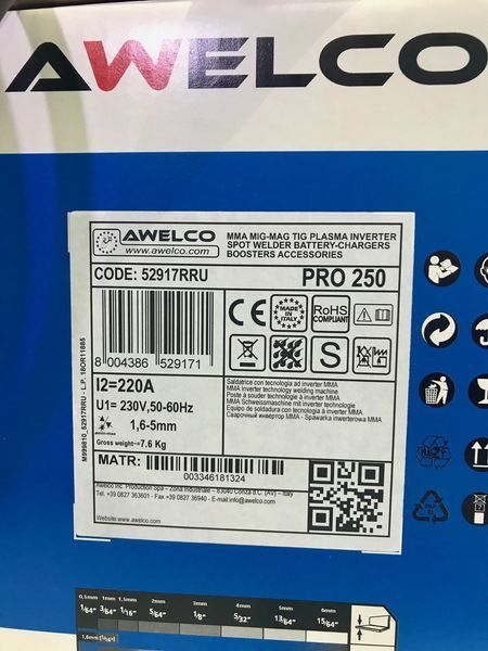 Зварювальний інвертор AWELCO 220 amp. З цифровим дисплеєм / PRO 250 52917RRU фото