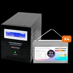 Комплект резервного живлення LogicPower ДБЖ B6000 + гелева батарея 1200W Код: 18059 18059 фото