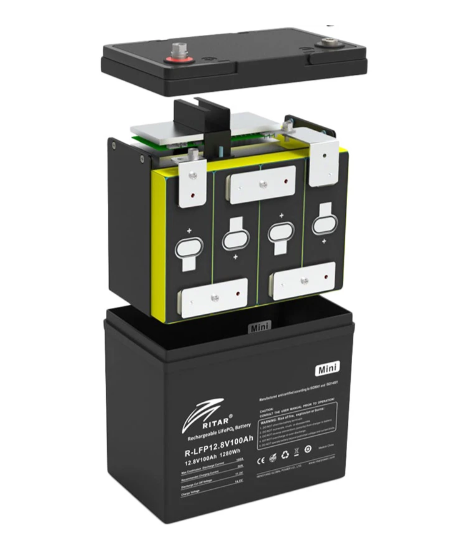 Аккумулятор RITAR LiFePO4 12.8V 100Ah Black (R-LFP12.8V100AH-mini) R-LFP12.8V100AH-mini фото