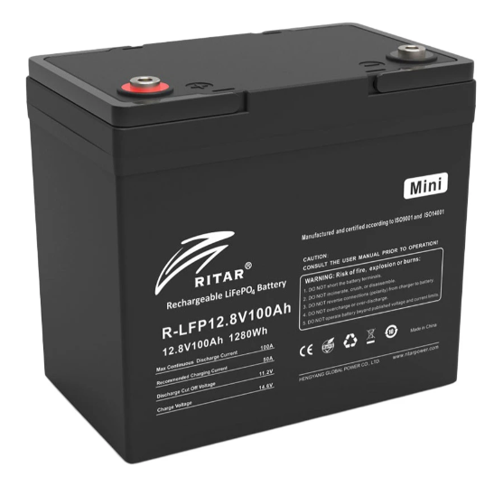 Аккумулятор RITAR LiFePO4 12.8V 100Ah Black (R-LFP12.8V100AH-mini) R-LFP12.8V100AH-mini фото