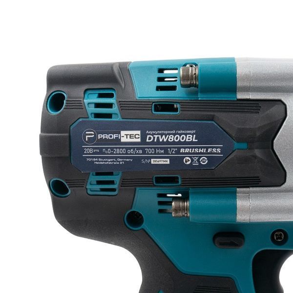 Аккумуляторный гайковерт PROFI-TEC DTW800BL POWERLine (без аккумулятора и ЗУ) 005928 фото