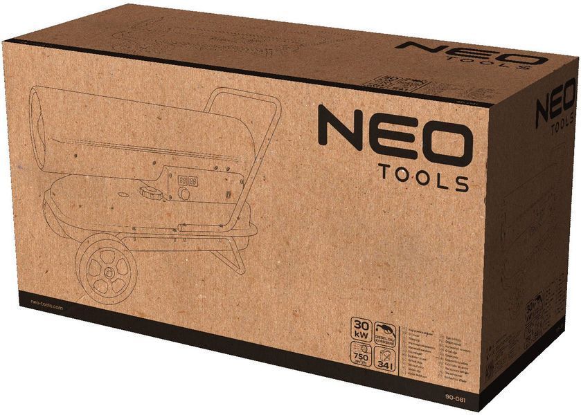 Теплова гармата дизель/гас Neo Tools 90-081 (прямий нагрів, 30кВт, 420м кв, 750м куб/год) 90-081 фото