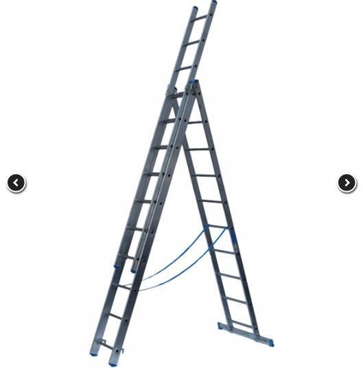 Драбина алюмінієва 3-х секційна Квітка LADDER PRO (3х10 ступенів) (160-9007) 160-9007 фото
