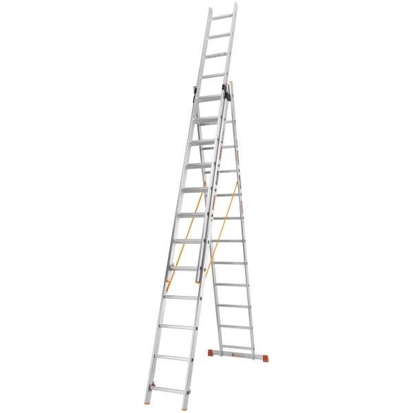 Драбина алюмінієва 3-х секційна Квітка LADDER PRO (3х10 ступенів) (160-9007) 160-9007 фото