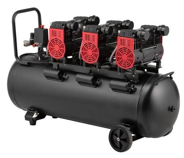 Компрессор безмасляный INTERTOOL PT-0039 (100 л, 3х1.5 кВт, 220 В, 8 атм, 600 л/мин) PT-0039 фото