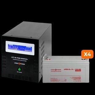 Комплект резервного живлення LogicPower ДБЖ B6000 + гелева батарея 1440W Код: 18058 18058 фото