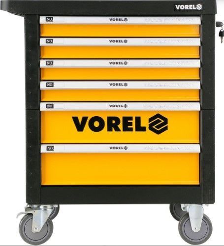 Инструментальная тележка Vorel на колесах 770Х458Х901мм (з 6 шуфлядами та инструментами 177 ШТ CRV) v58540 фото