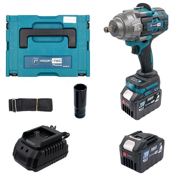 Гайковерт акумуляторний PROFI-TEC PTW1002BL POWERLine (2 х PT2060HE 6.0 Аг, ЗП) 005712 фото
