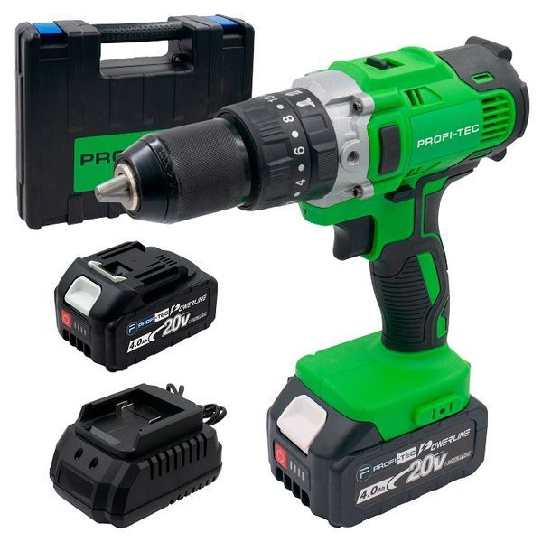 Аккумуляторная дрель-шуруповерт PROFI-TEC DSH21BL (2 х 4.0 Aч, зарядное устройство) 002769 фото