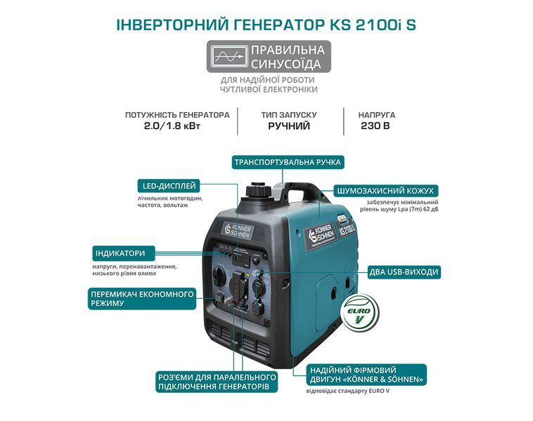 Инверторный генератор Konner&Sohnen KS2100i S 000004851 фото