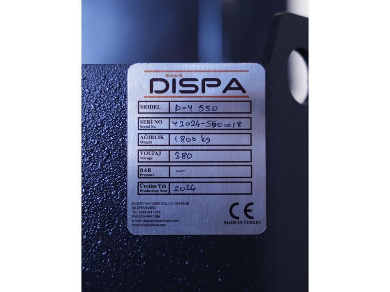 Напівавтоматична двоколонна стрічкова пила DISPA MAKINA D-Y 550 D-Y 550 фото