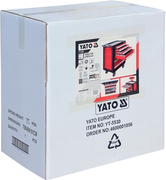 Инструментальная тележка YATO на колесах, 6 шуфляд, 975 x766x465мм наб. 177 шт. YT-5530 YT-5530 фото