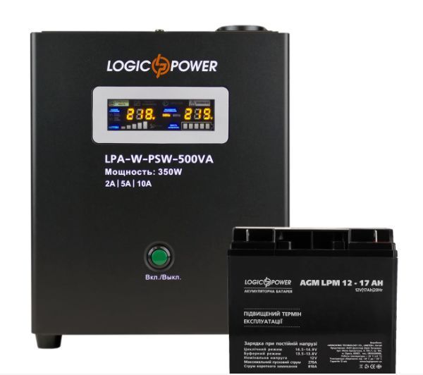 Комплект резервного живлення для котла LogicPower ДБЖ A500 + AGM батарея 220W 14009 фото