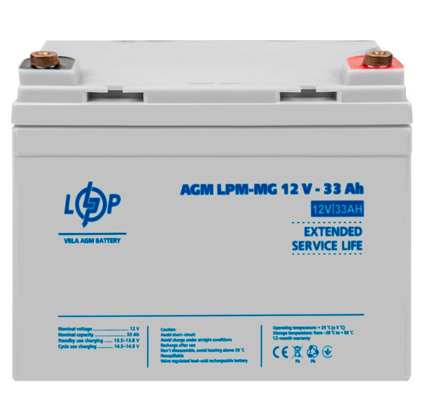 Аккумулятор мультигелевый LPM-MG 12V - 33 Ah + справа 30031 фото