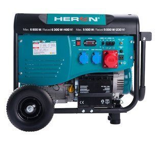 Бензиновий генератор Heron 8896420 15HP/6,8kW (400V), 5,5kW (230V) + електростартер 8896420 фото