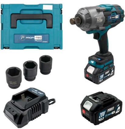 Гайковерт акумуляторний PROFI-TEC PTW2100BL POWERLine (2&times;PT2050MP (5.0 Аг), ЗП) 006127 фото