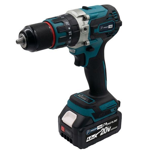 Аккумуляторный шуруповерт PROFI-TEC DHP485BL POWERLine (2&times;PT2040 4.0 Ач, ЗУ) 006265 фото