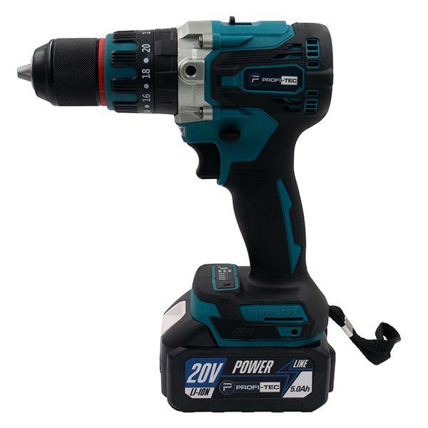Акумуляторний шуруповерт PROFI-TEC DHP485BL POWERLine (2&times;PT2050MP 5.0 Аг, ЗП) 006269 фото