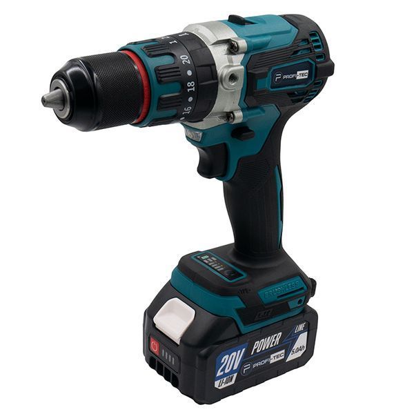 Акумуляторний шуруповерт PROFI-TEC DHP485BL POWERLine (2&times;PT2050MP 5.0 Аг, ЗП) 006269 фото