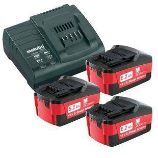 Базовий комплект Metabo 3 акумулятора x 5,2 Аг + зарядний пристрій ASC 30 &ndash; 36 В 685048000 фото