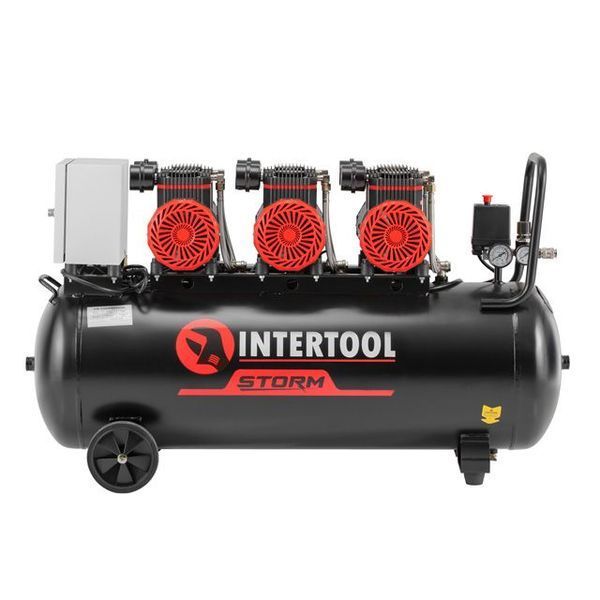 Компрессор безмасляный INTERTOOL PT-0041 (100 л, 3х1.5 кВт, 220 В, 8 атм, 750 л/мин) PT-0041 фото