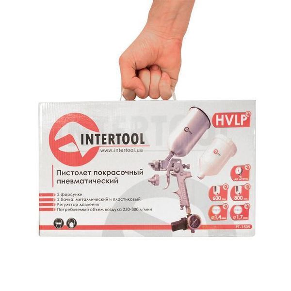 Пневматичний фарборозпилювач HVLP STEEL PROF KIT INTERTOOL PT-1505 PT-1505 фото