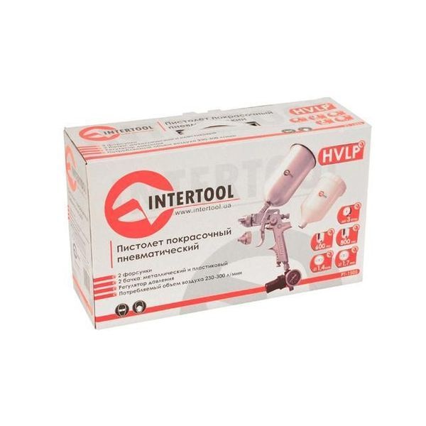 Пневматичний фарборозпилювач HVLP STEEL PROF KIT INTERTOOL PT-1505 PT-1505 фото