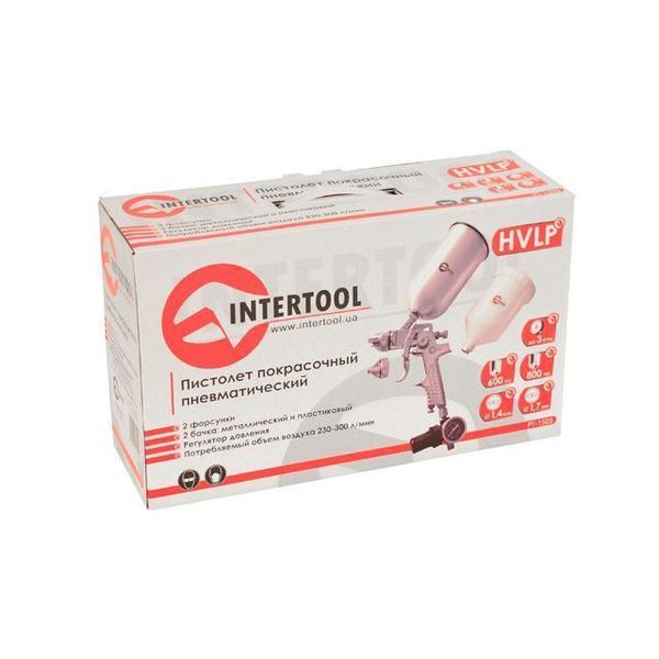 Пневматичний фарборозпилювач HVLP STEEL PROF KIT INTERTOOL PT-1505 PT-1505 фото