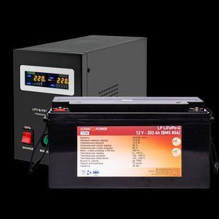 Комплект резервного живлення для котла LogicPower ДБЖ B1000VA + літієва (LifePo4) батарея 3000W Код: 10839 10839 фото