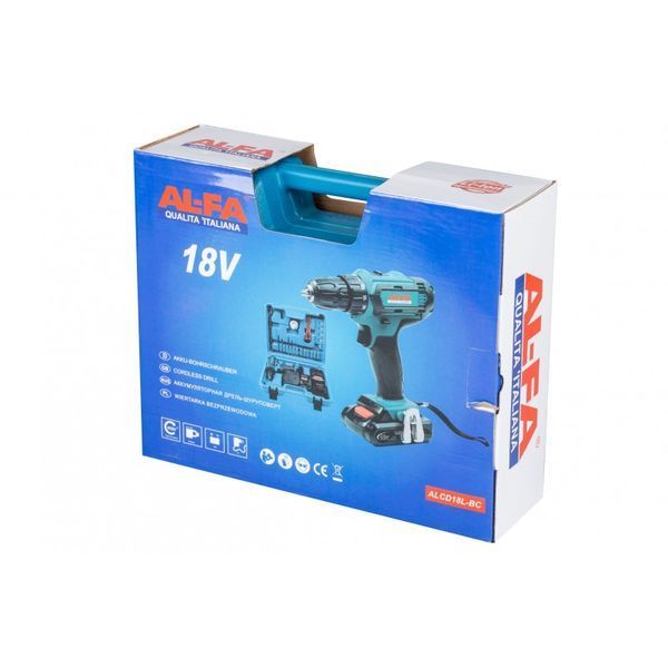 Аккумуляторный шуруповерт ALFA ALCD-18L-BC (18B, LI-ION, + 2 батареи, + аксессуары) ALCD-18L-BC фото