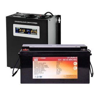 Комплект резервного живлення для котла LogicPower ДБЖ W1000VA + літієва (LifePo4) батарея 3000W 10840 фото